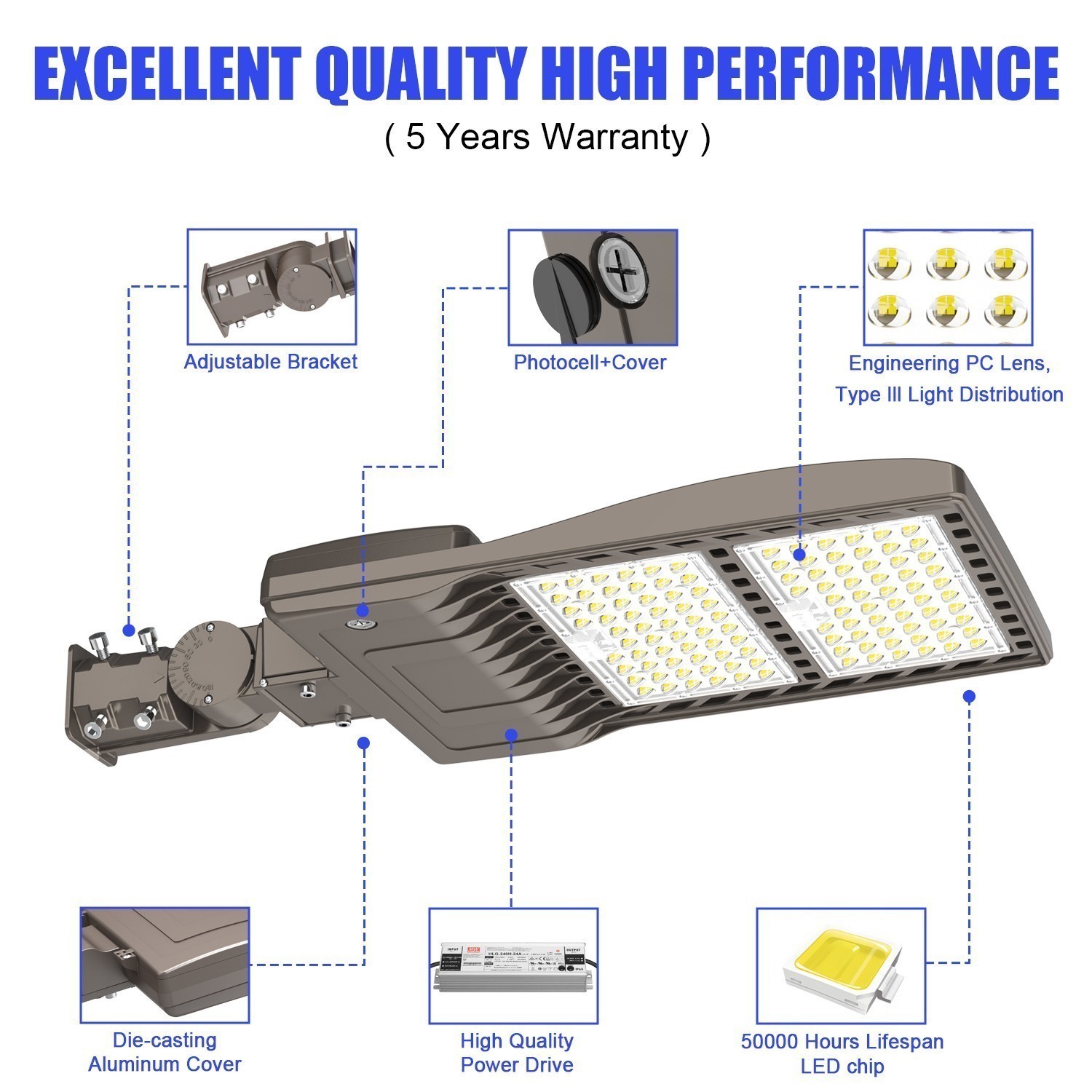 LED Parking Lot Lights 400W 56000LM Commercial Outdoor Flood Stadium Light 480V