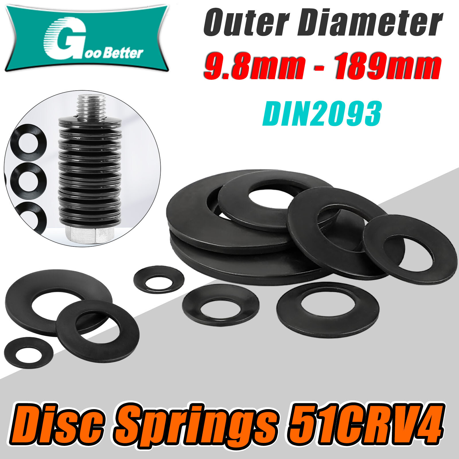 Belleville Spring Compression Washer Disc Springs ID 6.9mm – 189mm Various Sizes