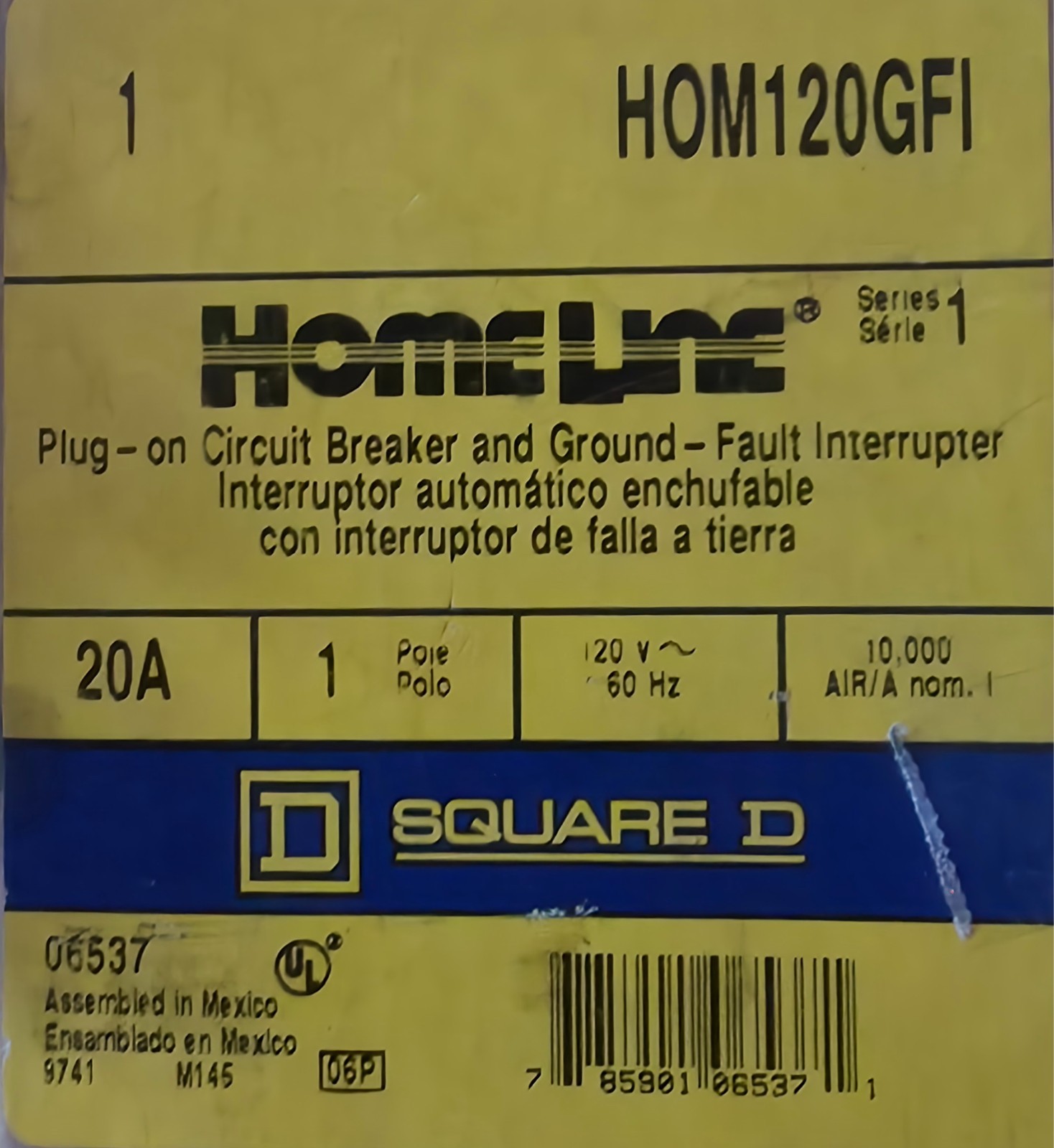 NEW Square D HOM120GFI Homeline Circuit Breaker 20A 1-Pole 120V