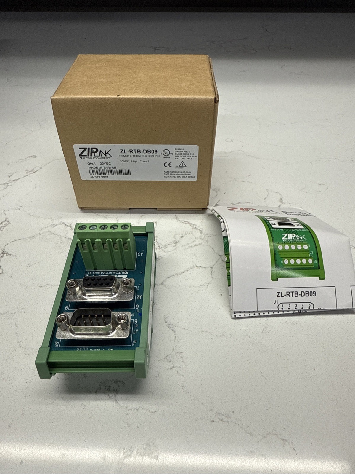 Automation Direct ZipLink ZL-RTB-DB09 Remote Termination Block DB 9 Pin 30 Vdc
