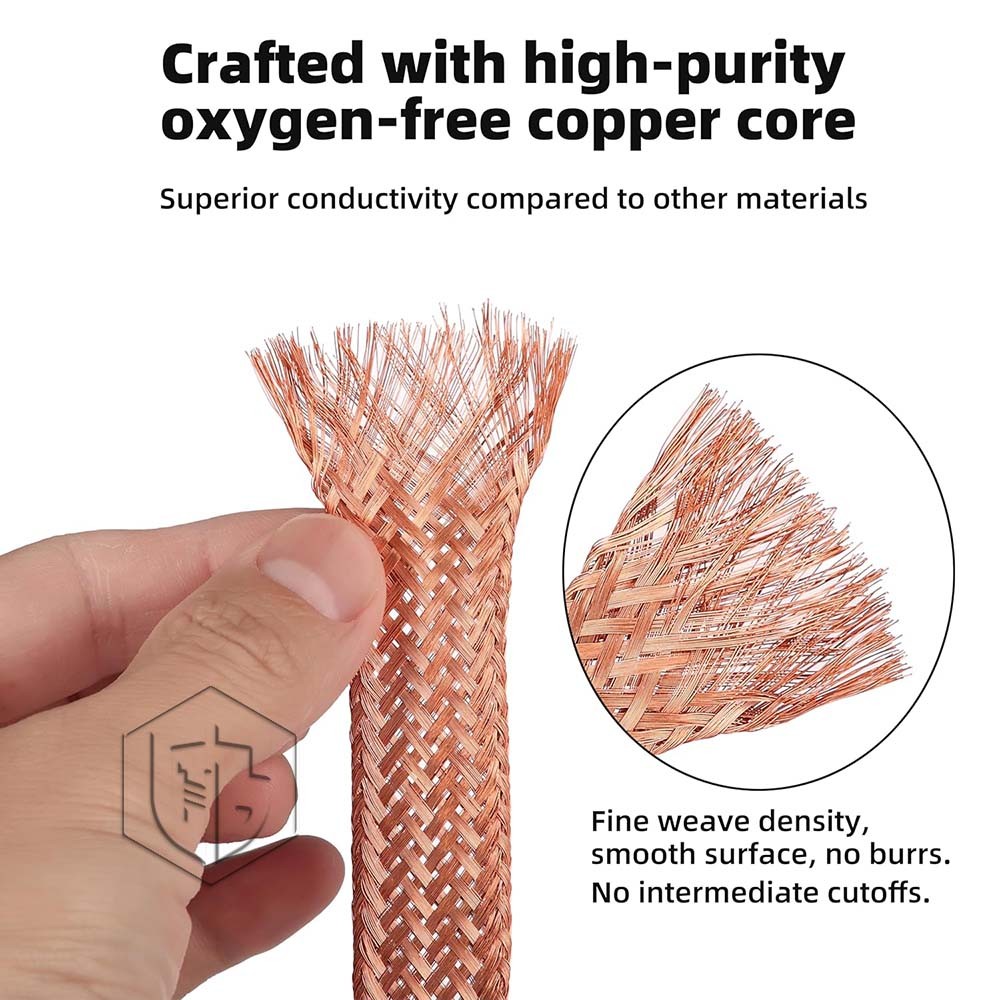 Pure Copper Braid Cable Flat Width 2mm-28mm Bare Copper Braid Wire Ground Lead