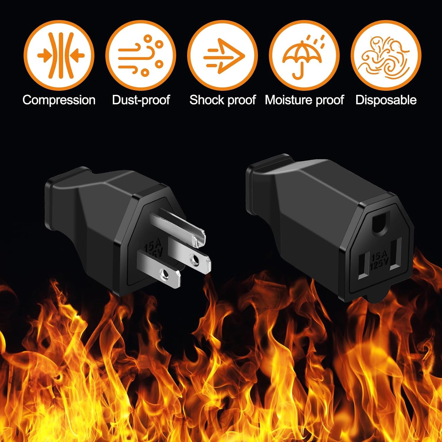 5 Sets Extension Cord Plug Replacement Male and Female Extension Cord Ends 12…