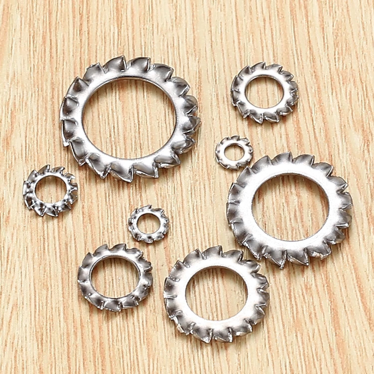330 Pcs External Tooth Star Lock Washers, Stainless Steel External Starlock Wash