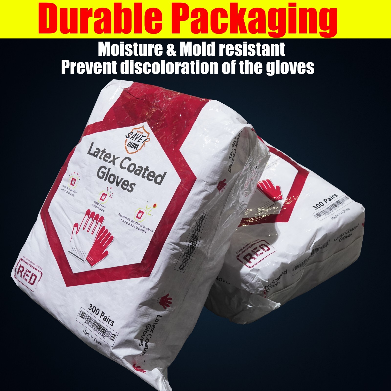 SAVER Work Red Work Gloves HEAVY DUTY Palm coated Multi Purpose Gloves