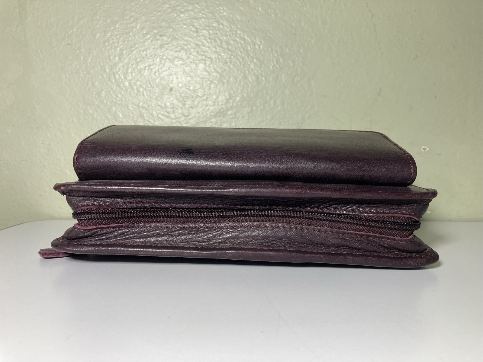 Franklin Quest Compact Burgundy Nappa Leather Zip around Planner 6 Rings