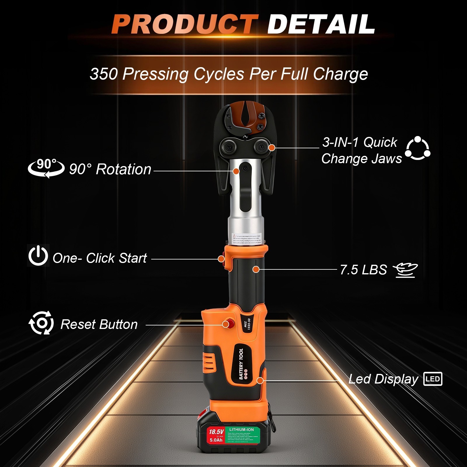 Copper Pro Press Tool Pipe Crimping Kit Press Tool Battery Kit 1/2″ 3/4″ 1″ Jaw