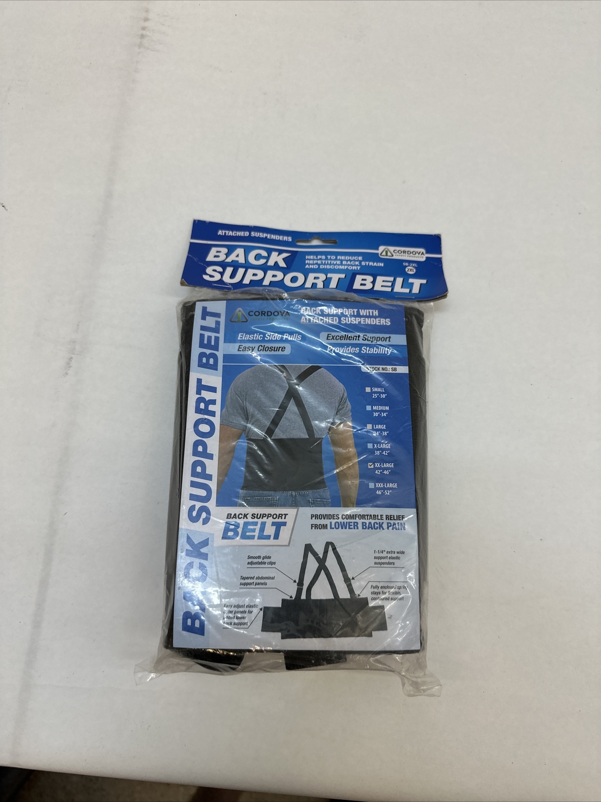Cordova Back Support Belt with Glide Adjustable Clips Black