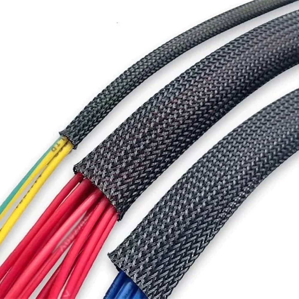 ALL SIZES 1 FT – 100 FT Black Expandable Wire Cable Sleeving Braided Tubing LOT