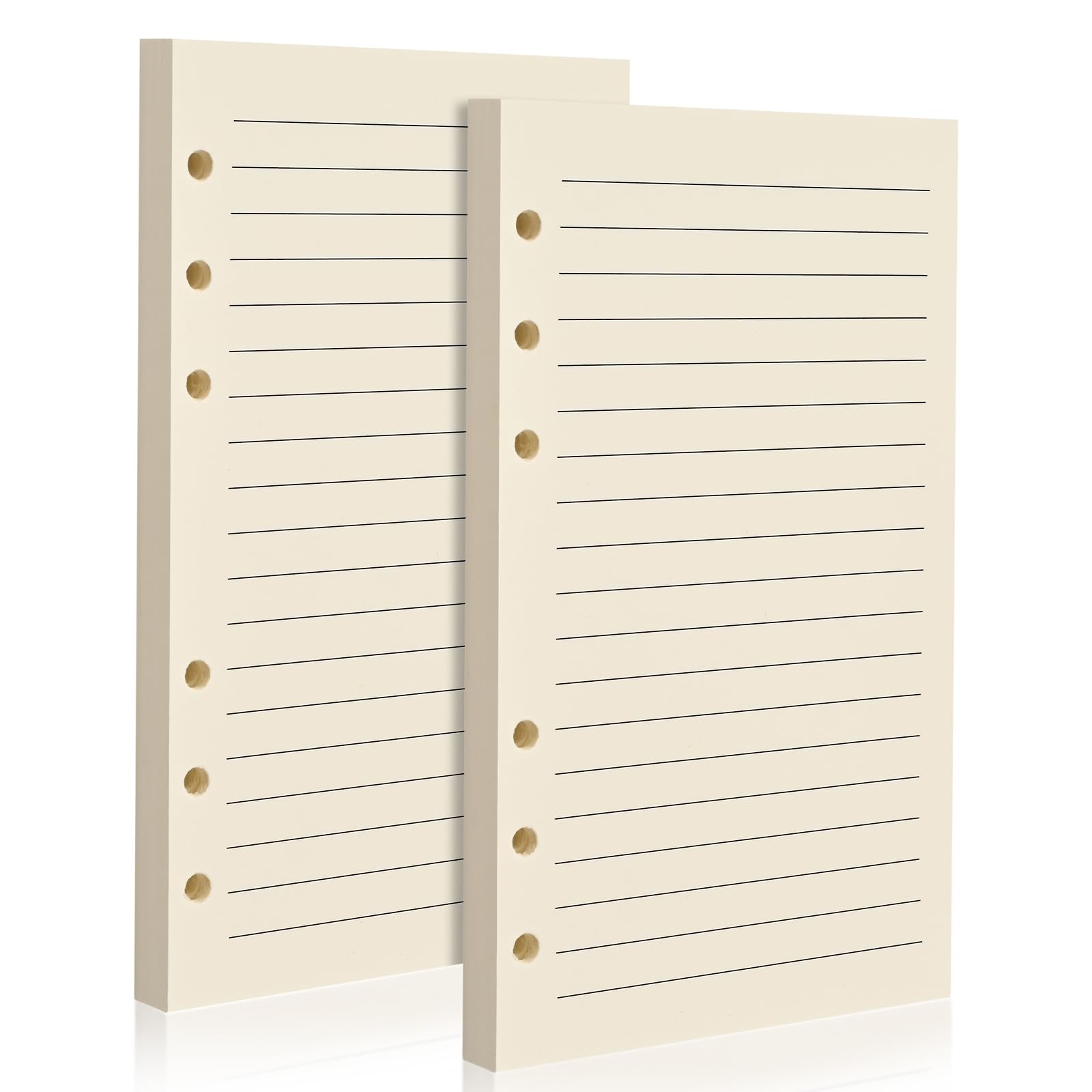 A6 6-Hole Lined Refill Paper(Pre-Punched) – 100gsm Thick Beige Paper, Fountai…
