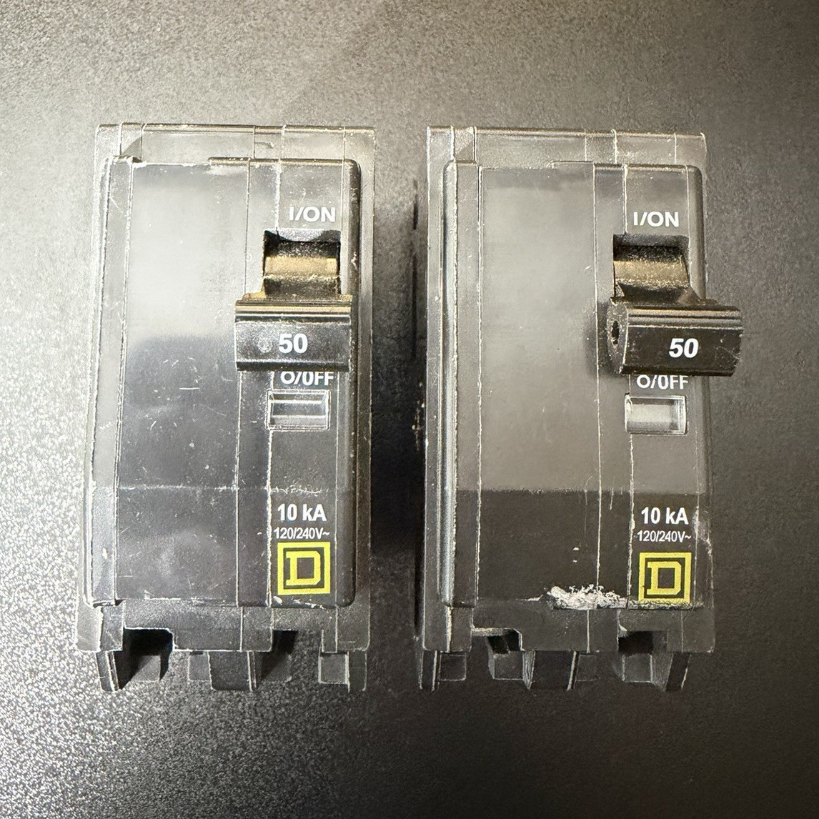 Square D 50A 2-Pole 120/240V Plug-In Circuit Breaker w/ Trip Indicator Lot of 2