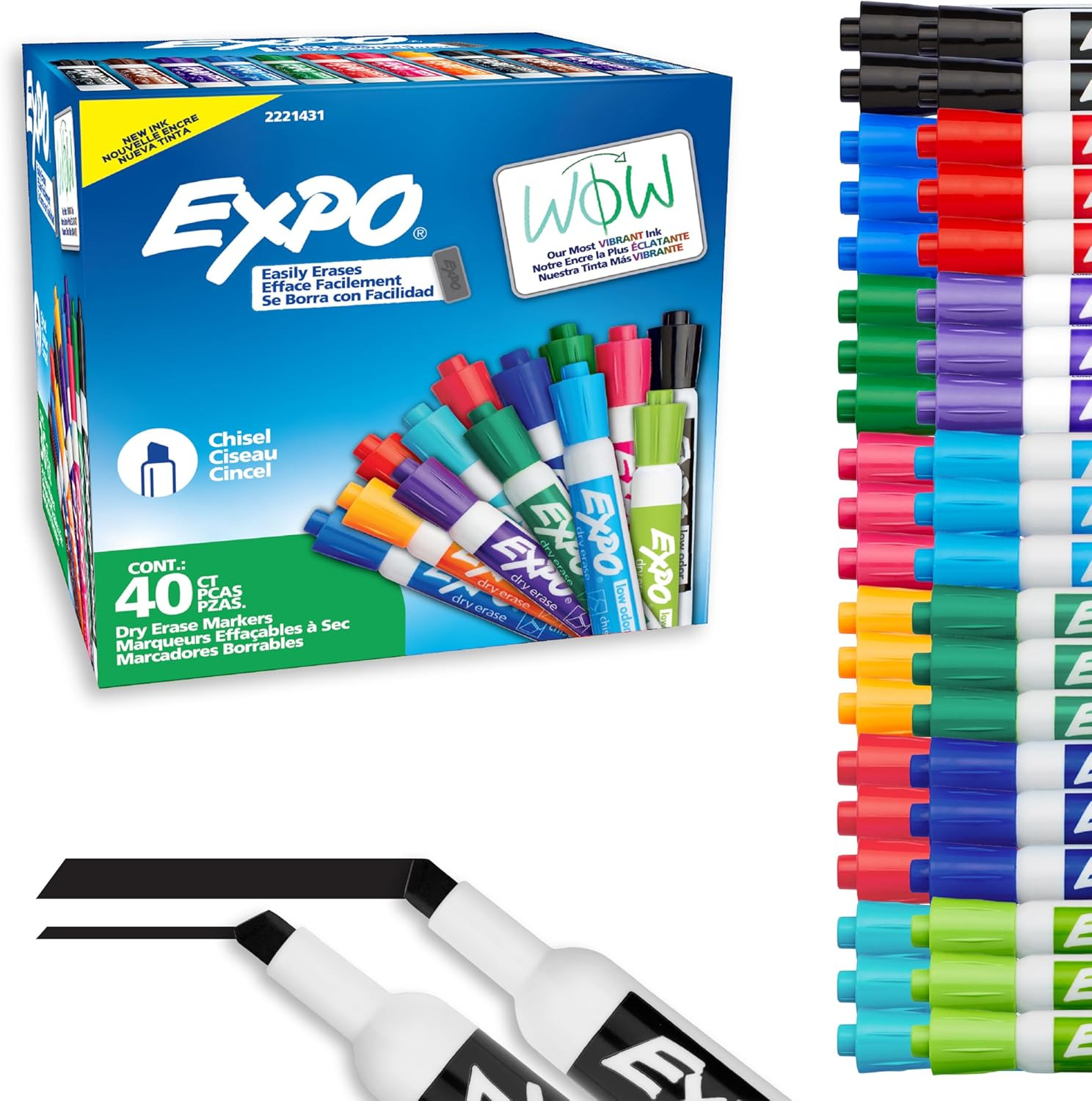 EXPO Dry Erase Markers, Low Odor Ink, Assorted Fashion Colors, Chisel Tip, 40…
