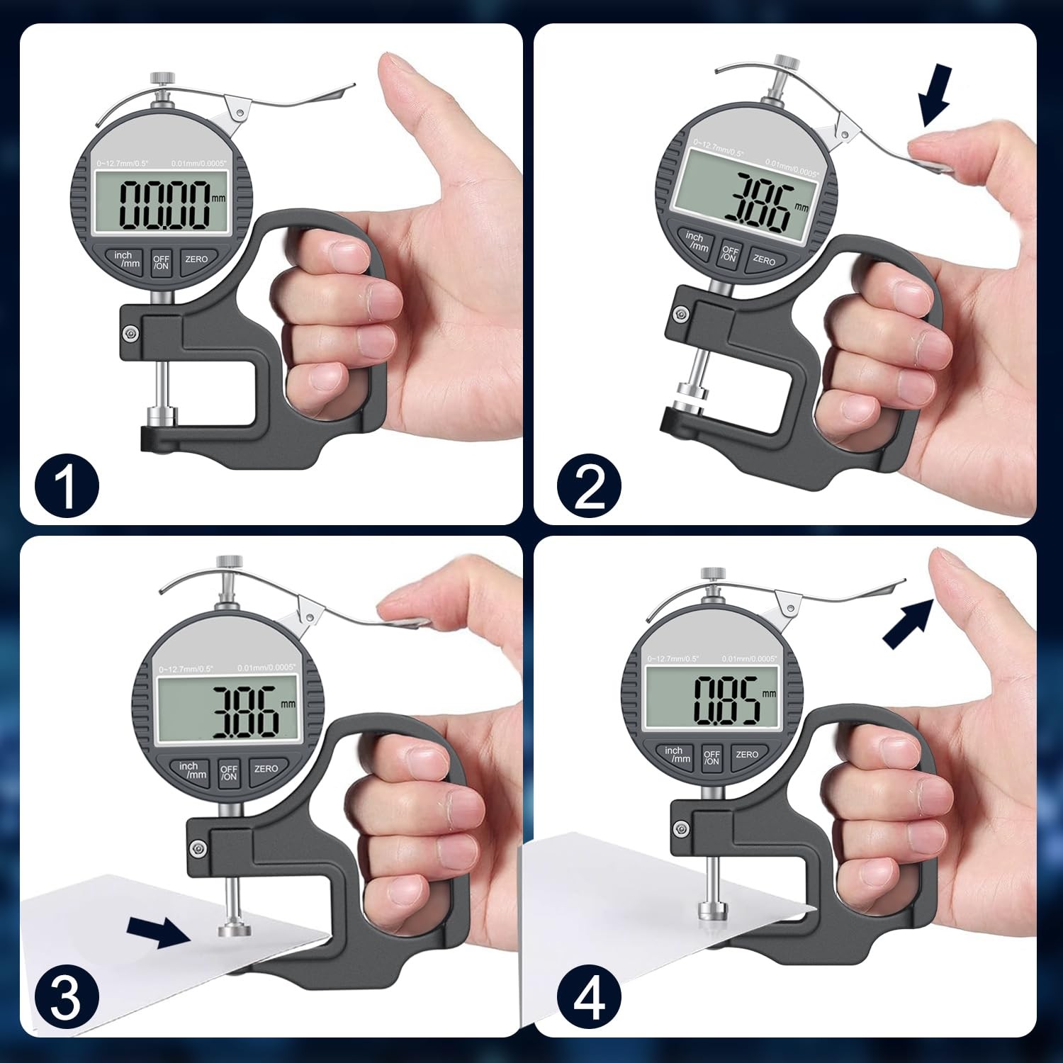 TOOGOND Digital Thickness Gauge 0-12.7mm/0.5″ | 0.01mm/0.0005″, Thickness…