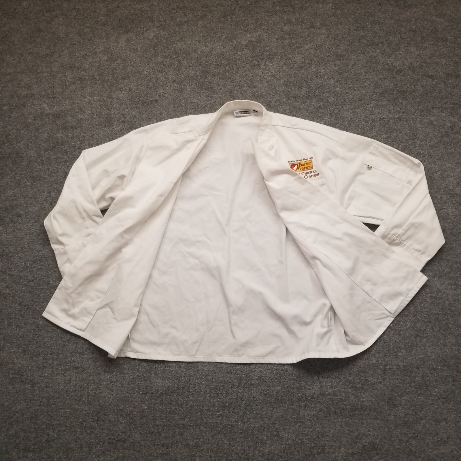 Edwards Unisex Adult Chef Coat Jacket Large White Foster Farms Double Breasted *
