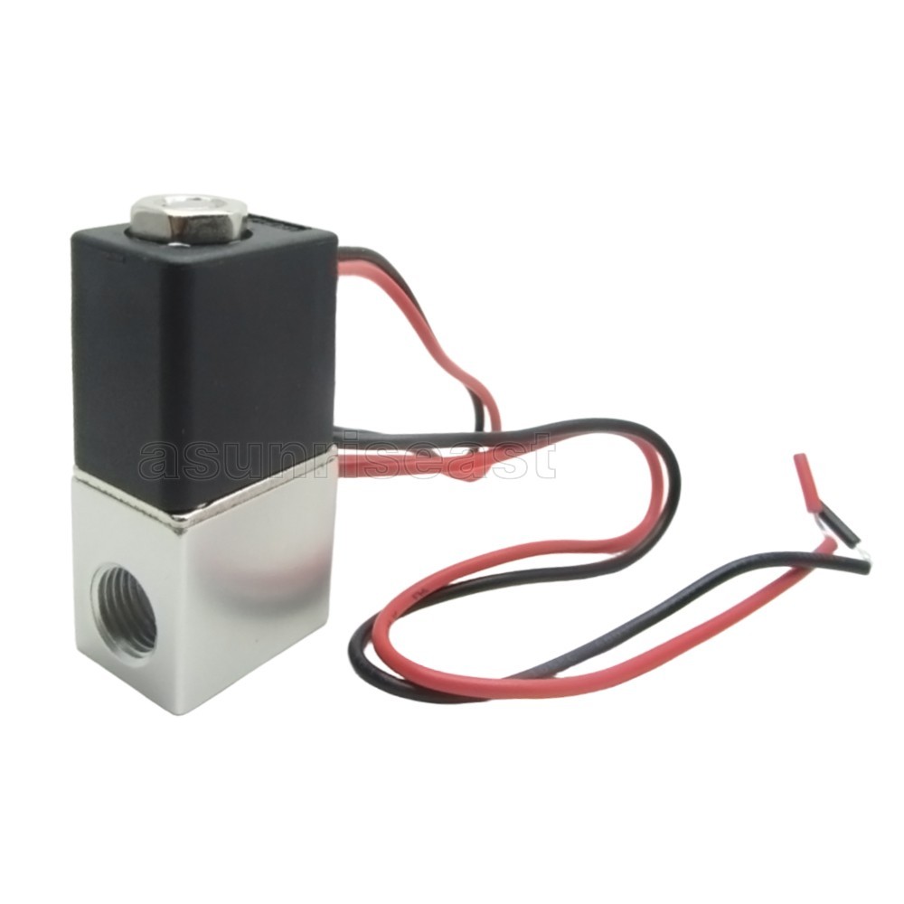 Pre-wired 12V DC Pneumatic Solenoid Valve 2 Way 2 Position Lead Wires + Fittings