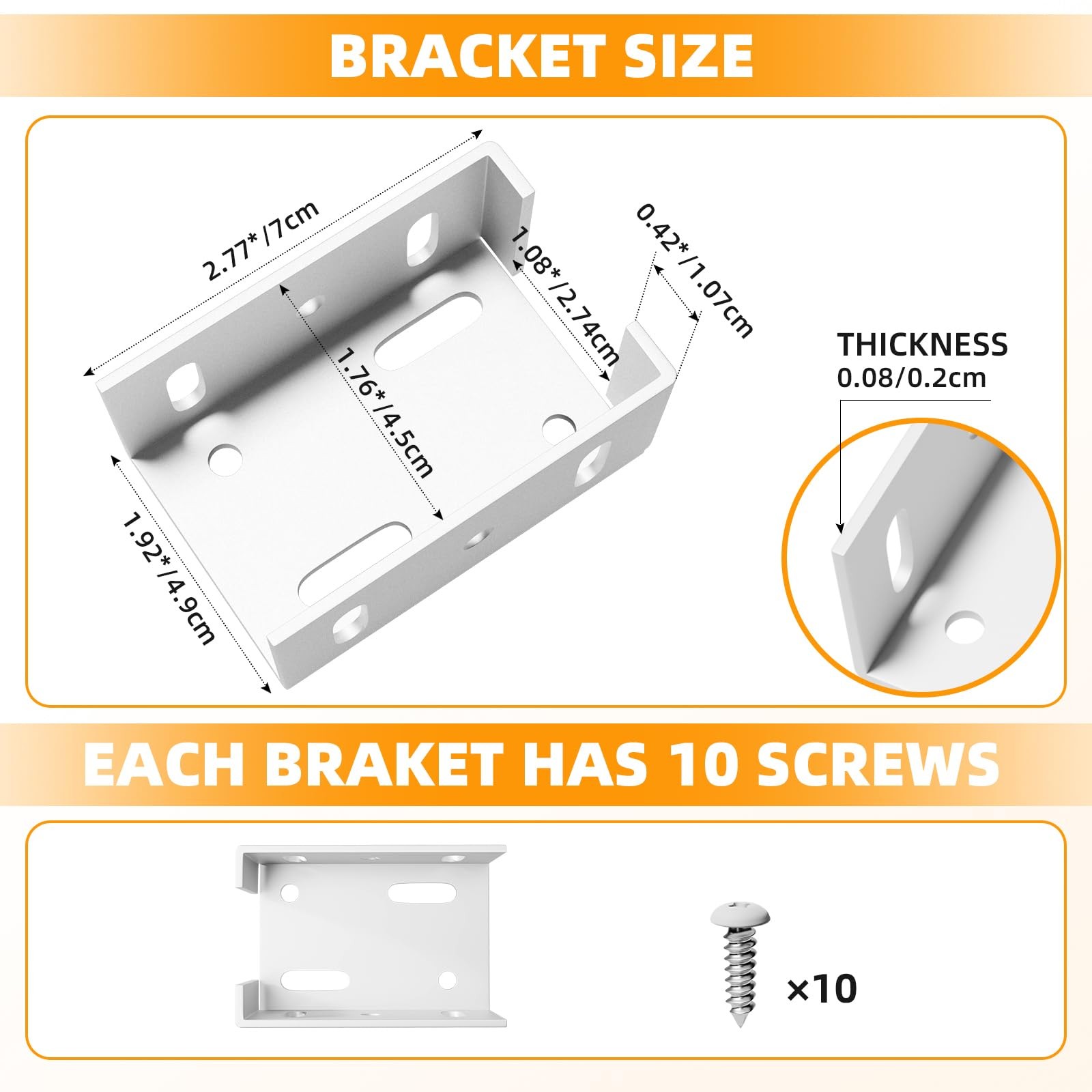 Aluminum Fence Bracket for Vinyl 1.92 1.25 2.77, 6 brackets & 60 screws
