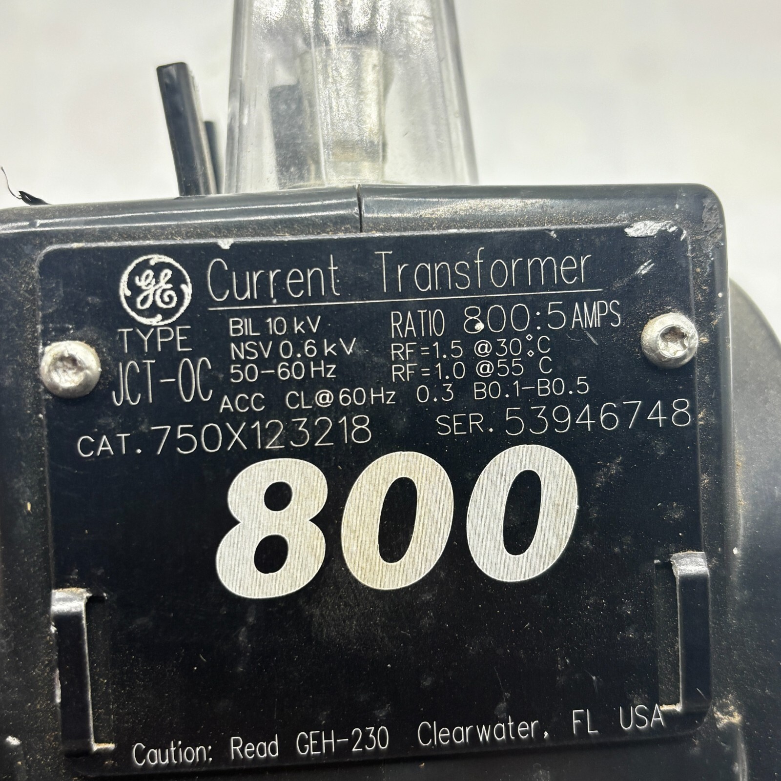 GENERAL ELECTRIC GE 750X123218 CURRENT TRANSFORMER TYPE TYPE JCT-OC 50-60HZ 🎯