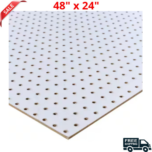 White Perforated Pegboard Panel Wall Organizer Display Board 48″ H x 24″ W Sheet