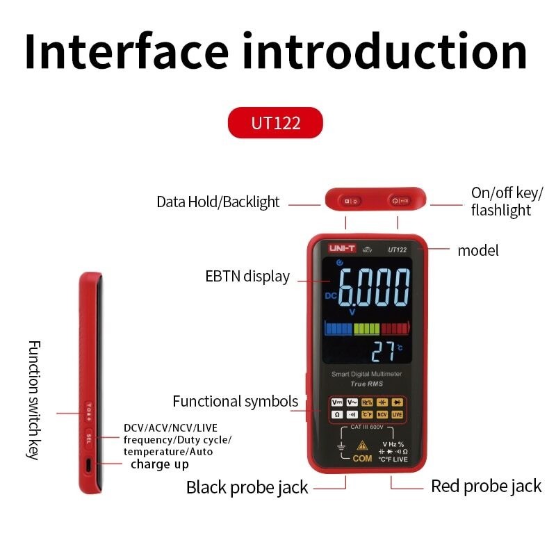 Intelligent TRMS Digital Multimeter Voltage Frequency Dual Display NCV LIVE Test