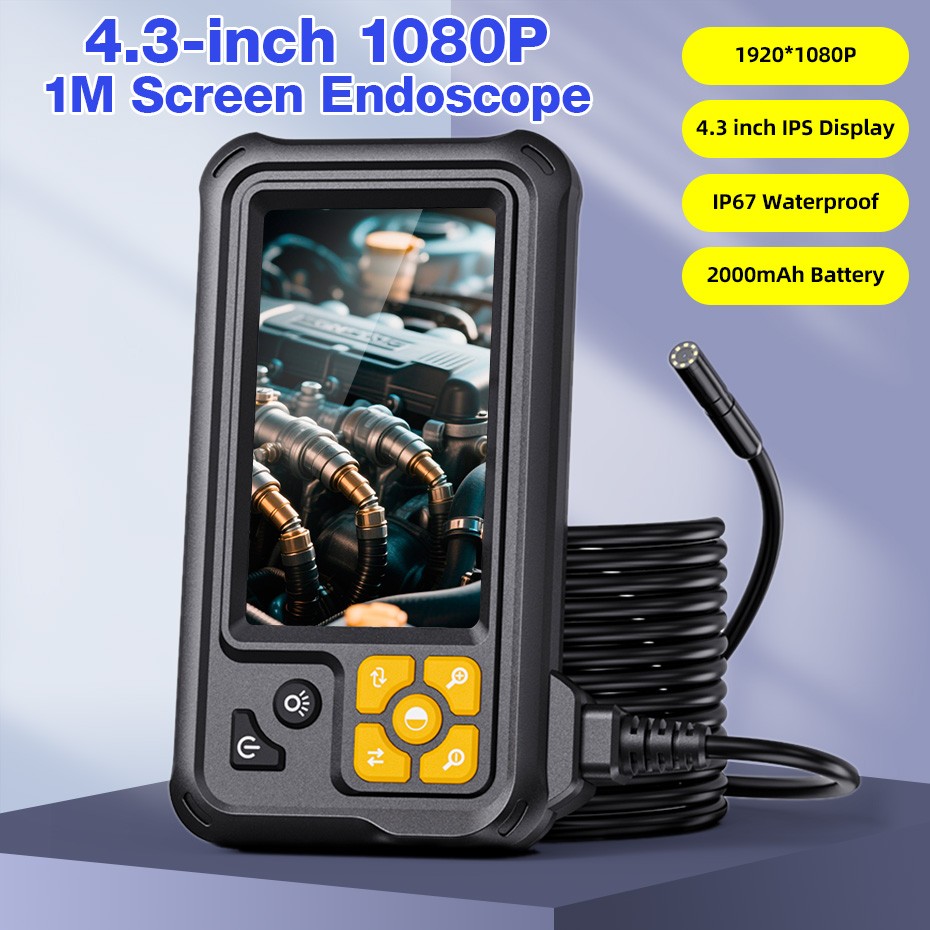 KERUI 8LED IP67 Borescope Camera 1M Flexible Cable 1080P HD 4.3 Inch Display