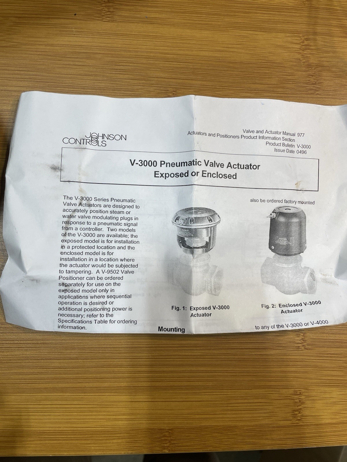 Brand New Johnson Controls V-3000-1 Diaphragm Actuator