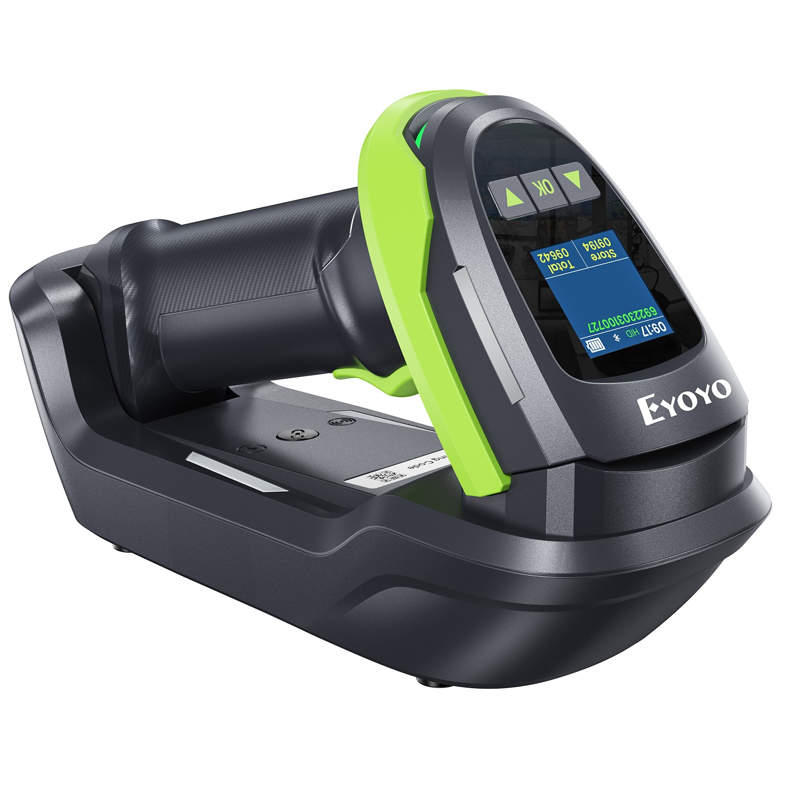 Eyoyo 1.44″ LCD Barcode Scanner Wireless with Screen 1D 2D QR Bluetooth Scanner