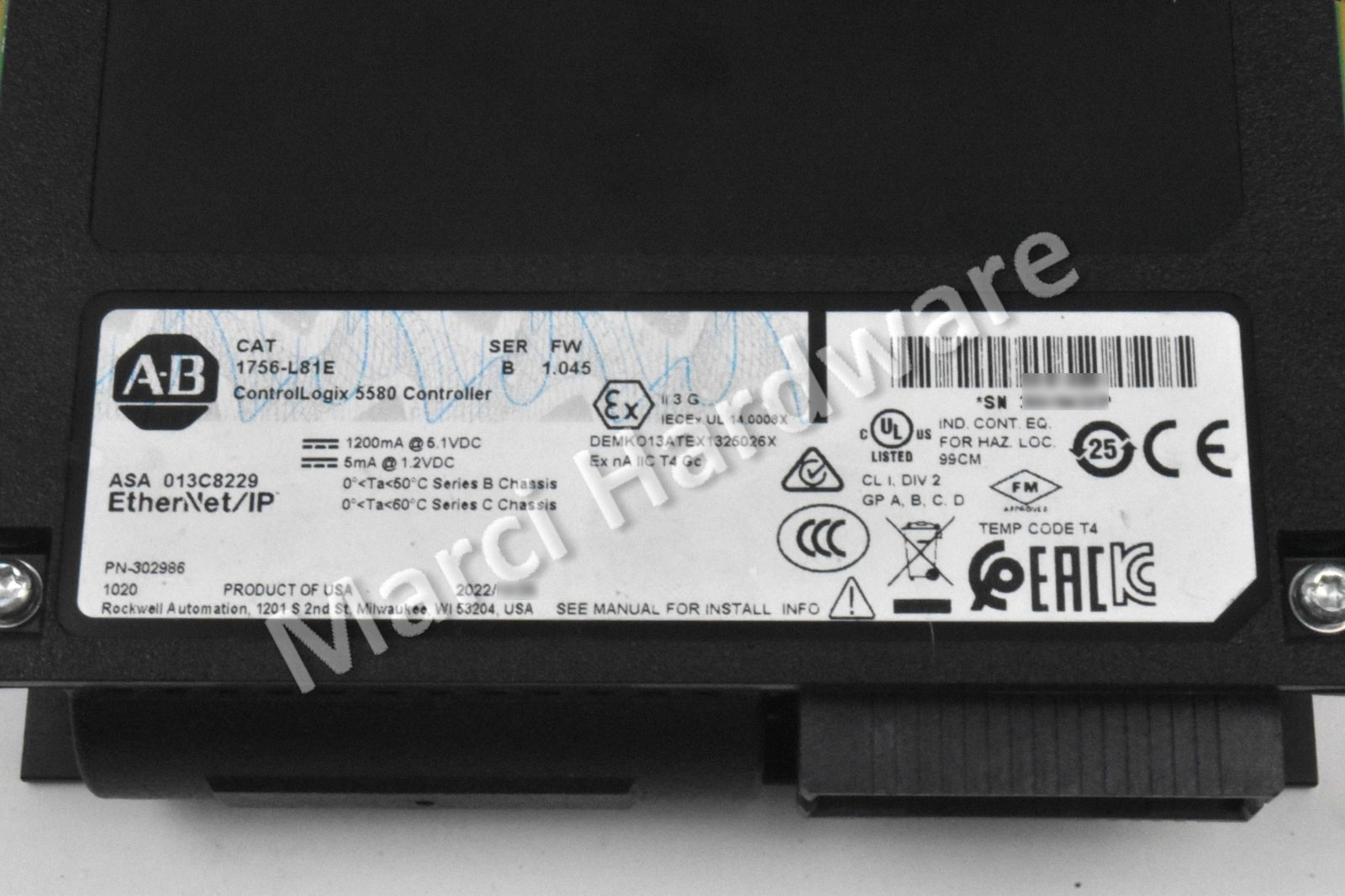 Allen Bradley 1756-L81E /B Processor 5580ControlLogix ENet/USB 3MB