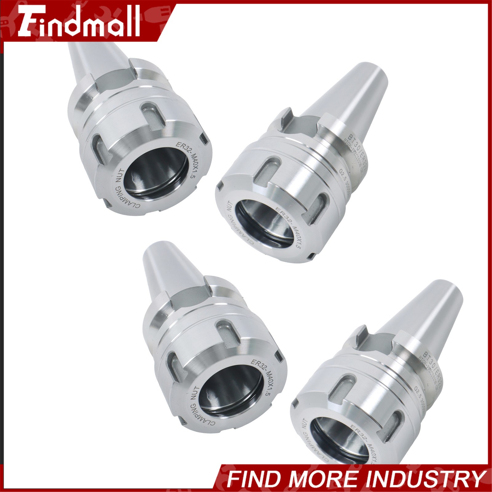 Findmall BT30 ER32 Tool Holder 4 Pack Set 2.05 Inch G2.5 Balanced 20000RPM