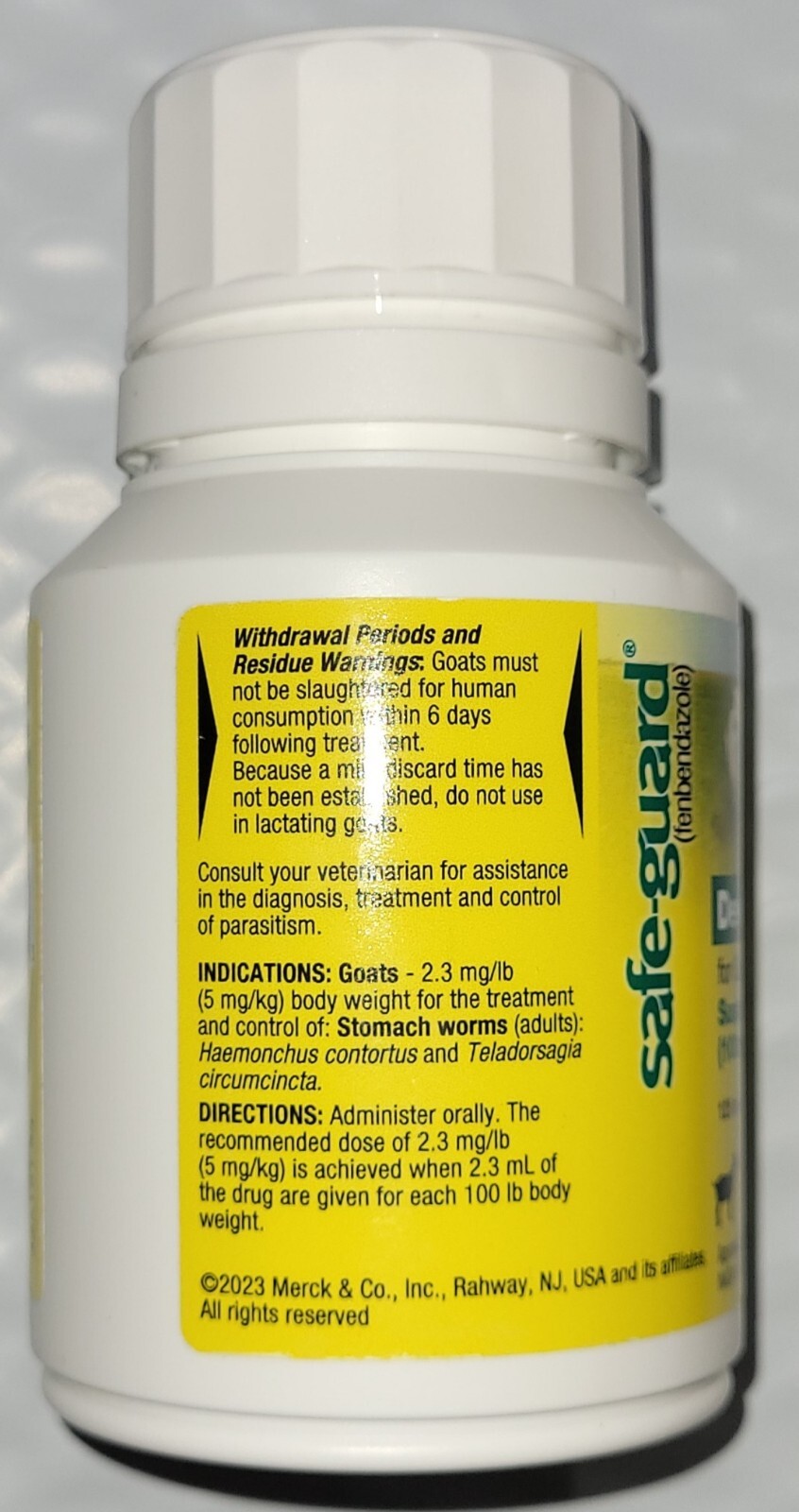 Merck Safe-Guard Goat Dewormer, 125mL fenbendazole *READ ENTIRE DESCRIPTION*