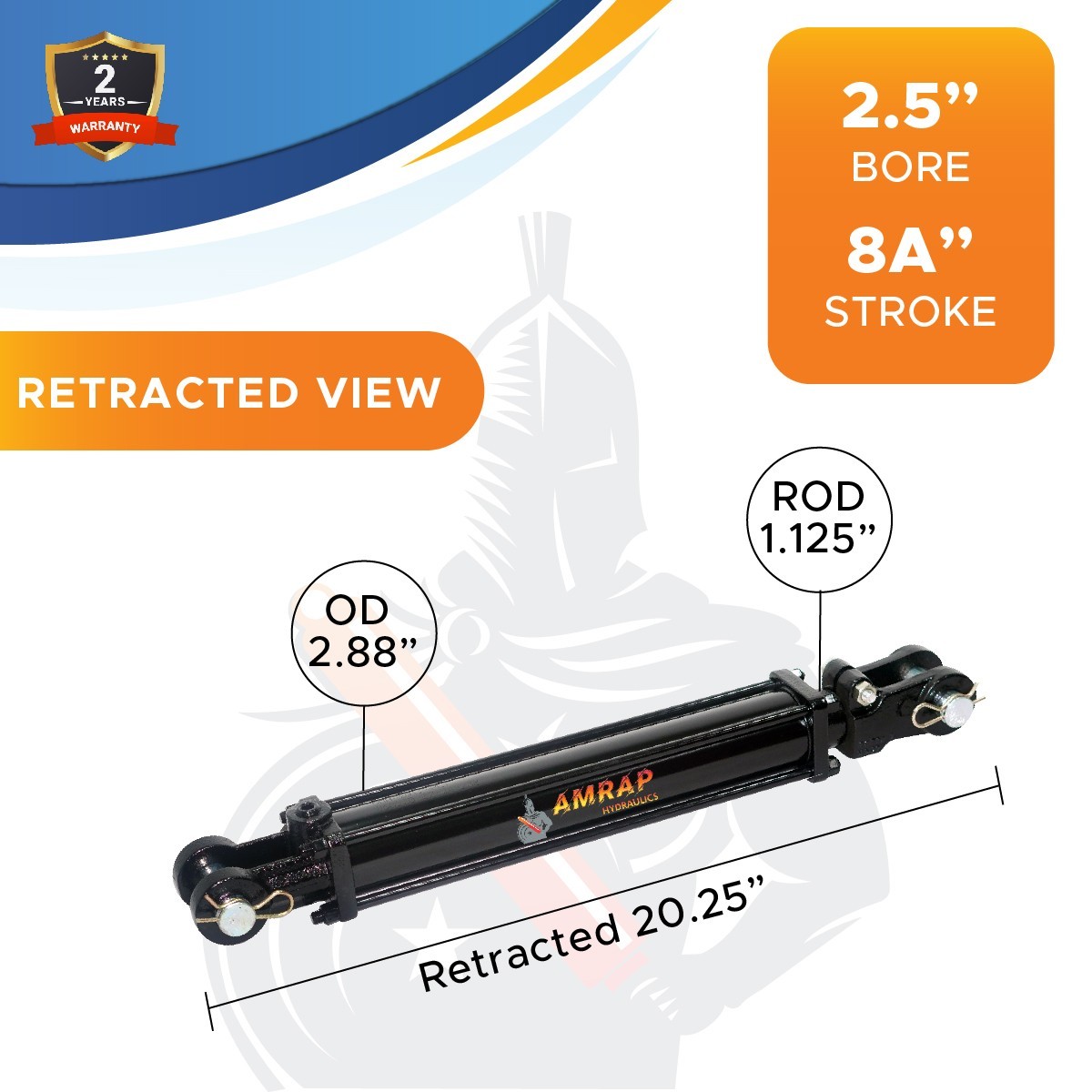 2.5x8A Hydraulic Cylinder 2.5″ Bore 8 ASAE» Stroke Tie-Rod Cylinder