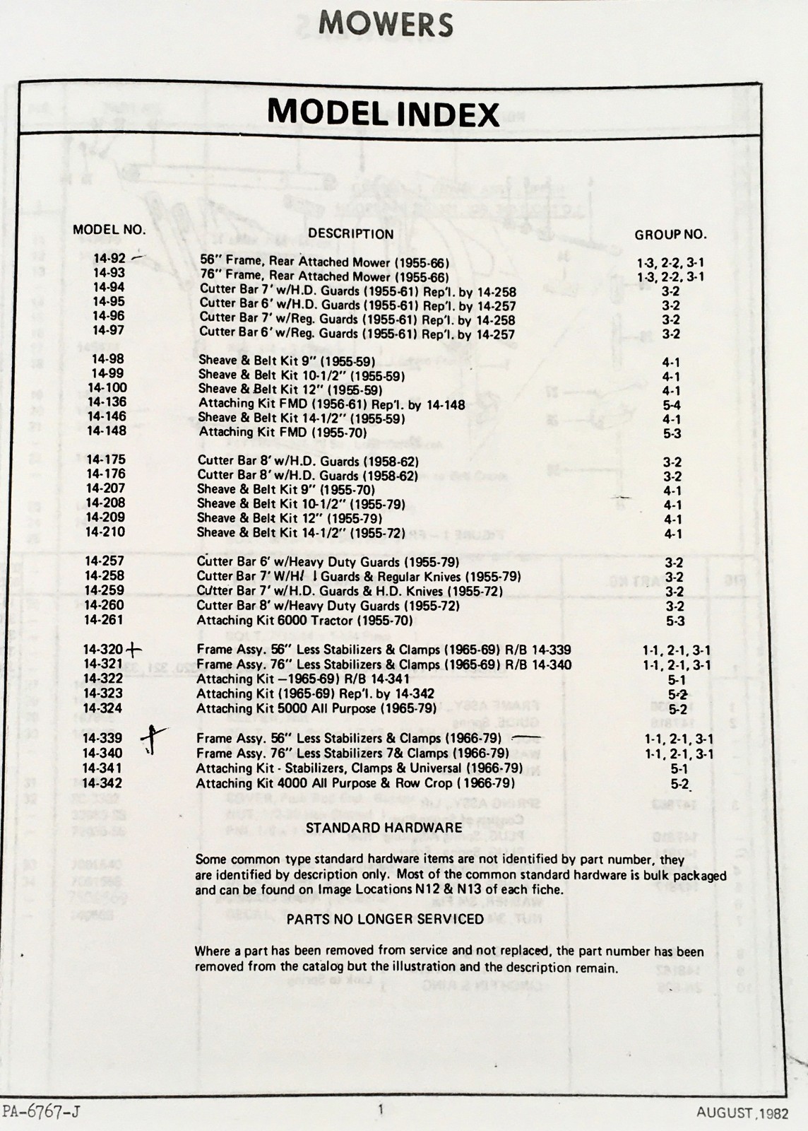 Ford 14-92 14-257 14-320 Attached Mower Operators Parts Manual Set Bar Sickle