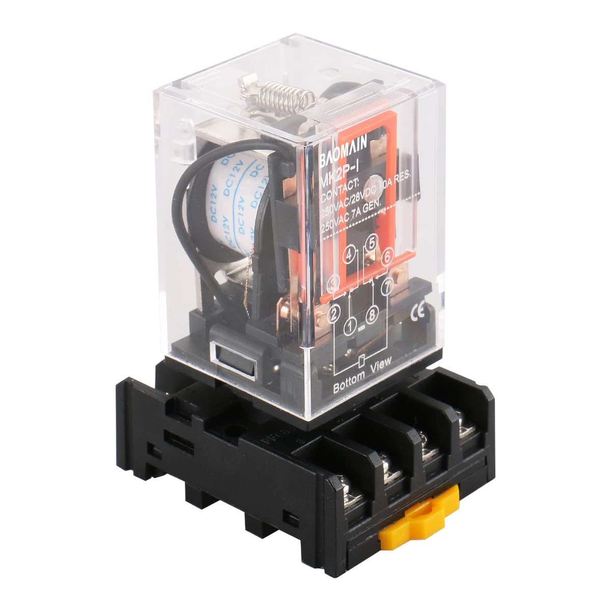 Power Relay MK2P-I 12VDC Coil DPDT 8 Pin with Plug-In Terminal Socket,For Automa