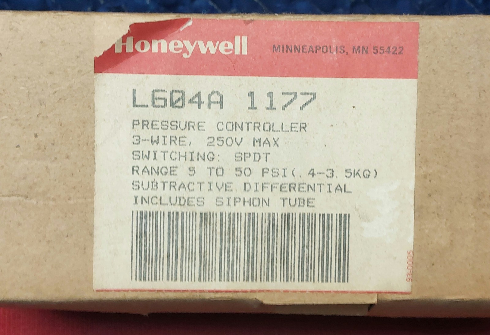 NOS Honeywell Pressure controller L604A-1177 L604A1177