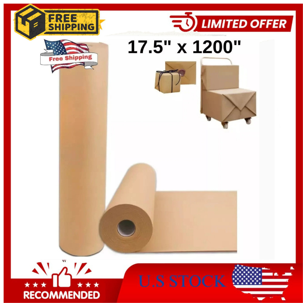 17.5″ x 1200» Brown Kraft Paper 50 lb Basis Thick Roll Packaging Shipping NEW**