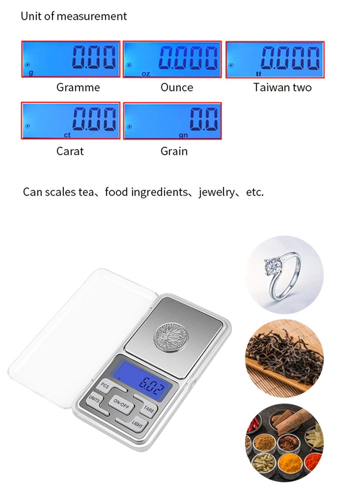 TXY High Precision Jewelry Scales 120 * 65 * 20mm / 4.8 * 2.5 * 0.8in, Silver