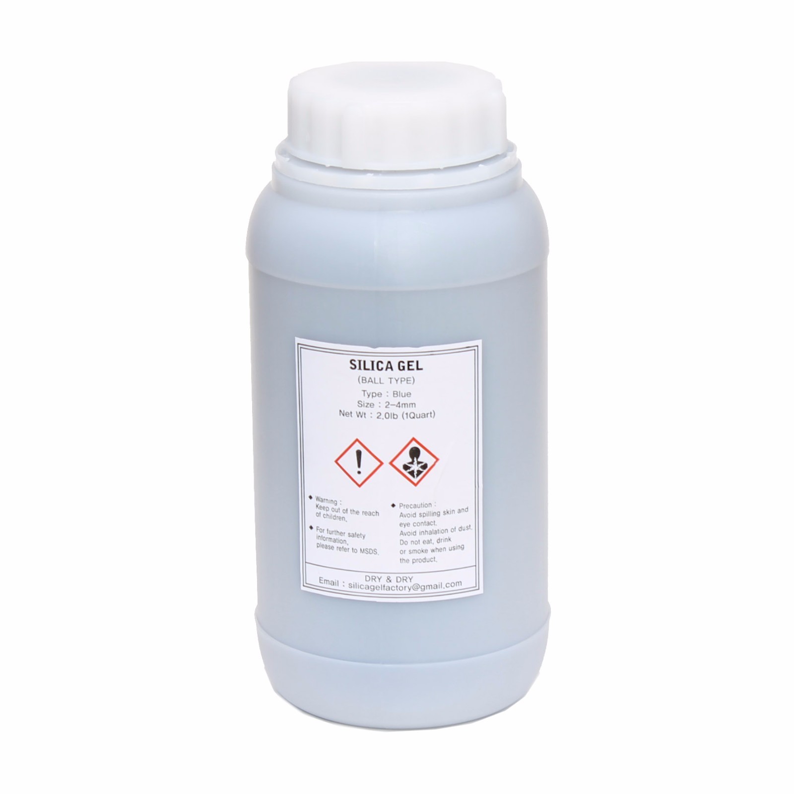 1 Quart Blue Silica Gel Bead in Round Bottle(Air Tight Cap) – 1.9 LBS Reusable
