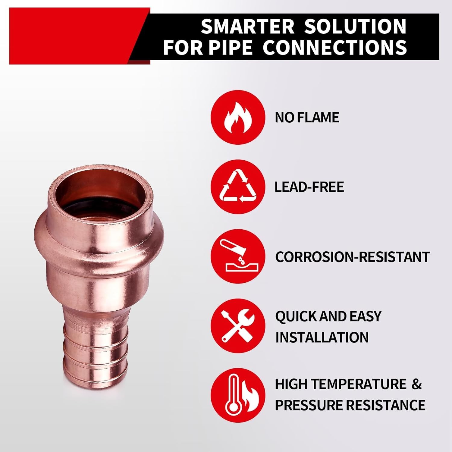 Copper Press Fittings Crimp Coupling Adapter, 10-Pcs 1/2 Press x 1/2 PEX inch…