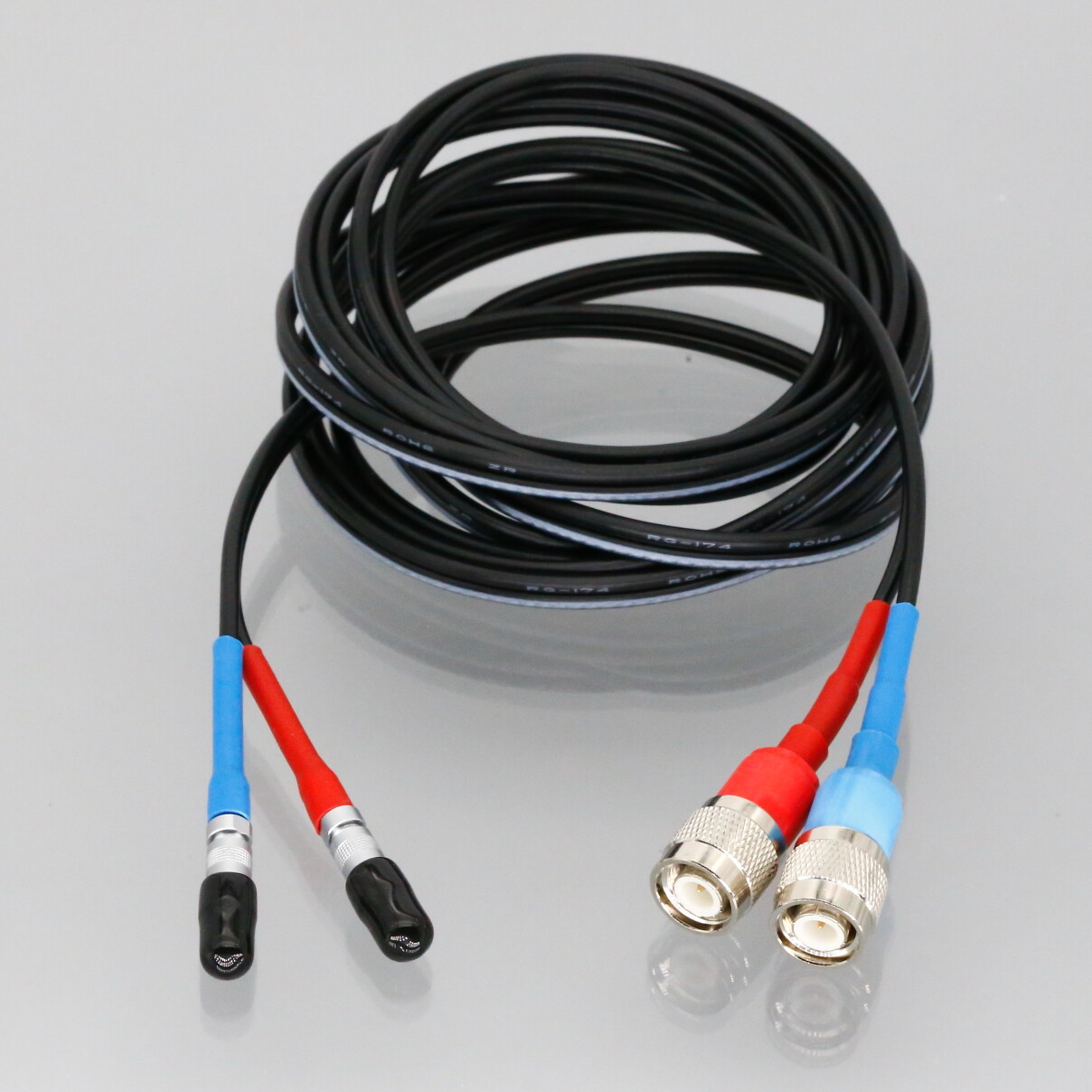 Dual RG174 Cable TNC 10~131FT For GE Panametrics Portable PT900 PT878 Flow Meter