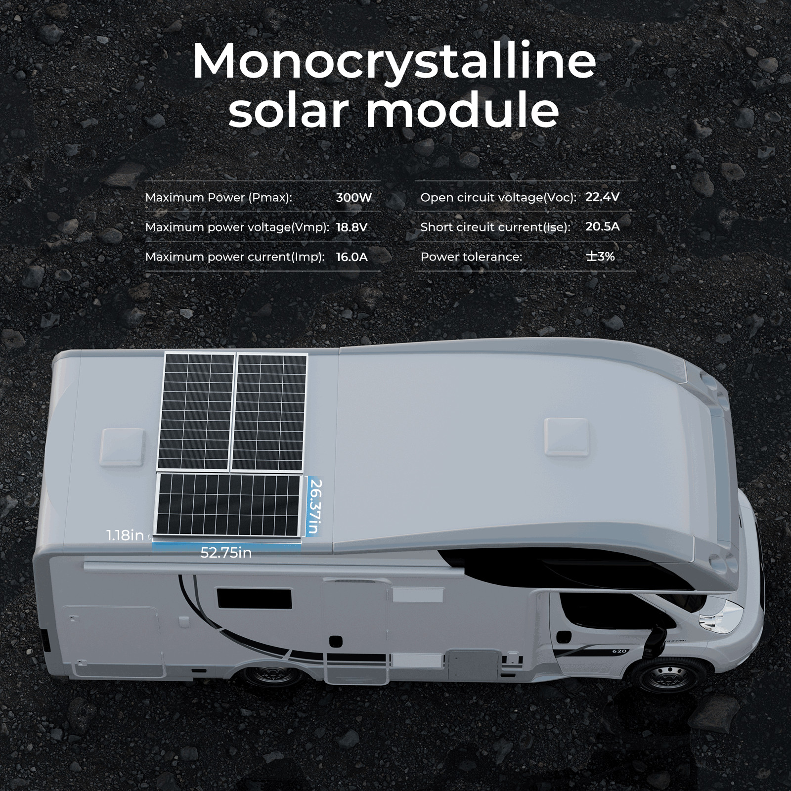 300W Solar Panel Mono Portable Power Camping Home RV Battery Charge
