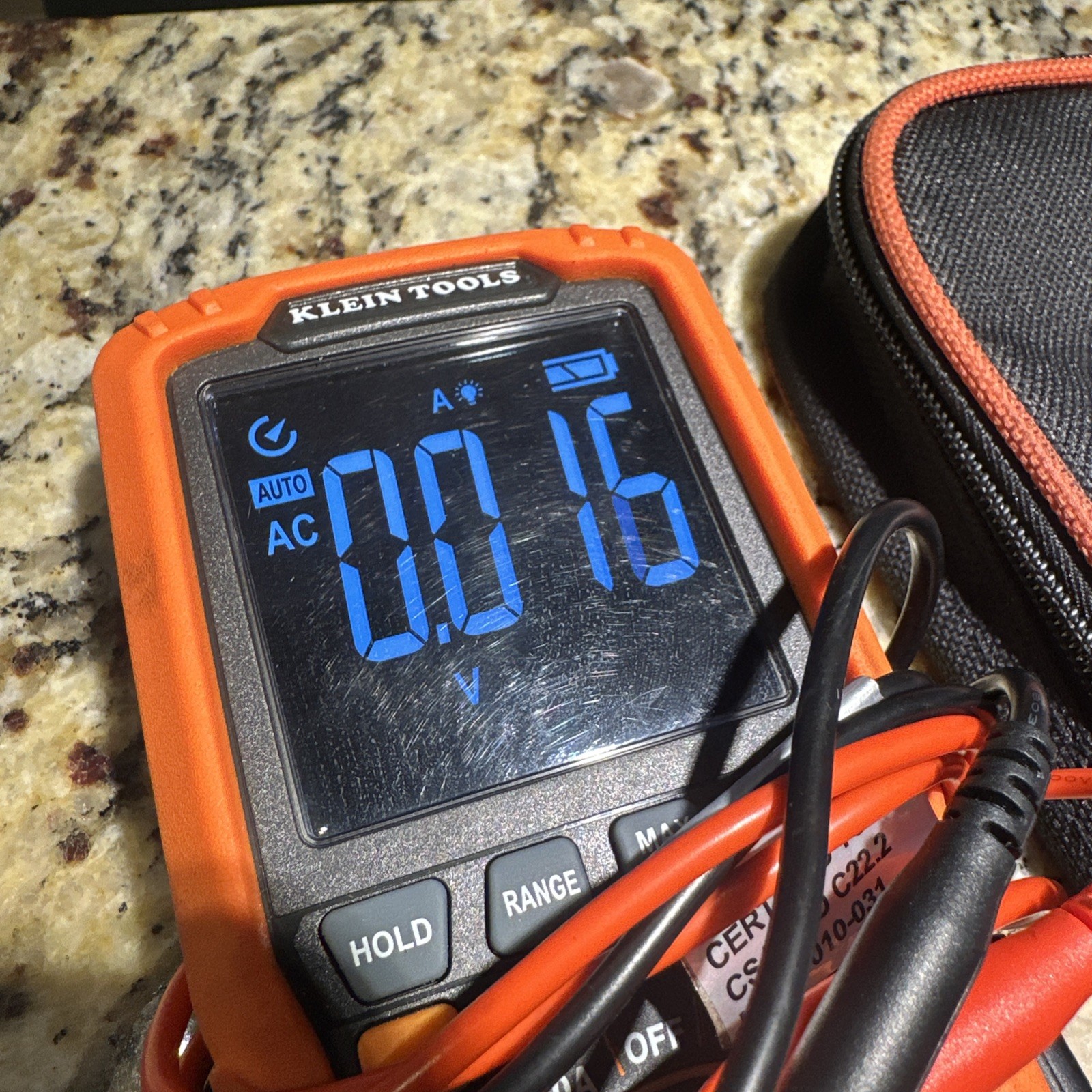 Klein Tools MM450 Multimeter Slim Digital Meter, Auto-Ranging Orange/Black
