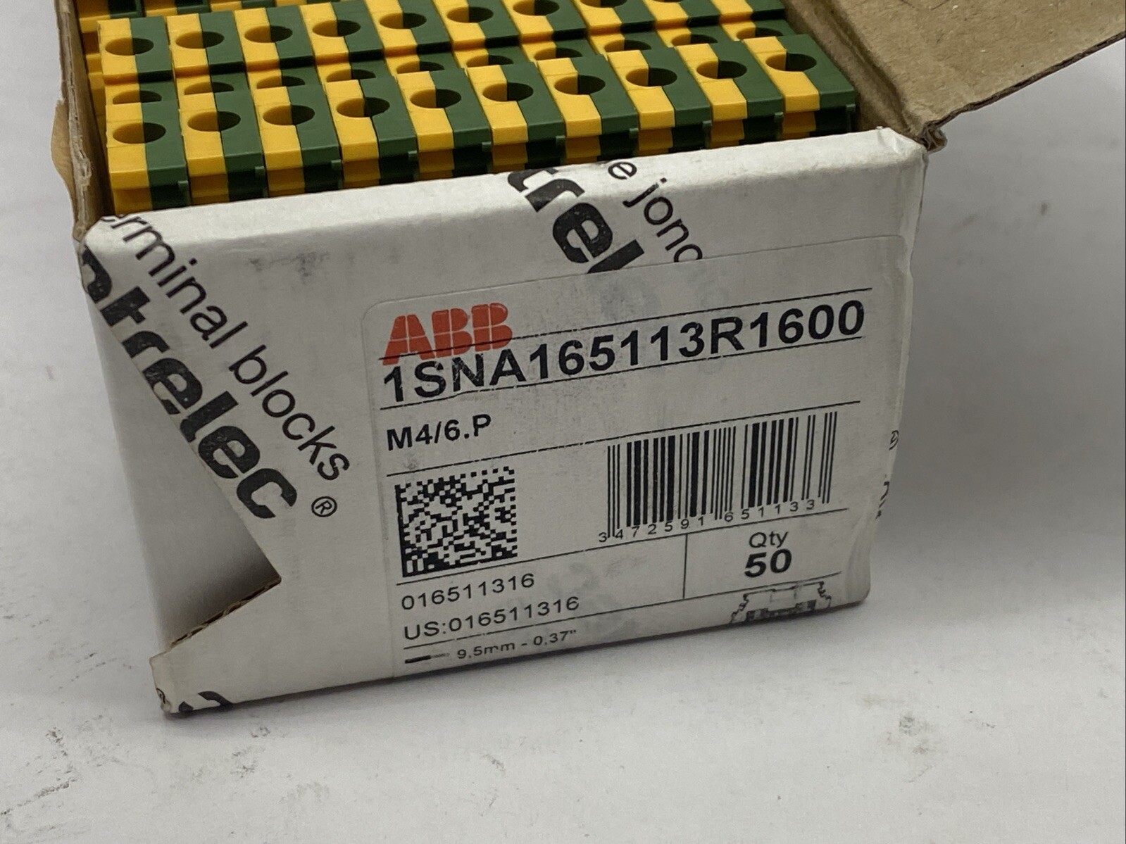 ABB 1SNA165113R1600 Entrelec Ground Terminal Block M4/6.P PKG OF 50