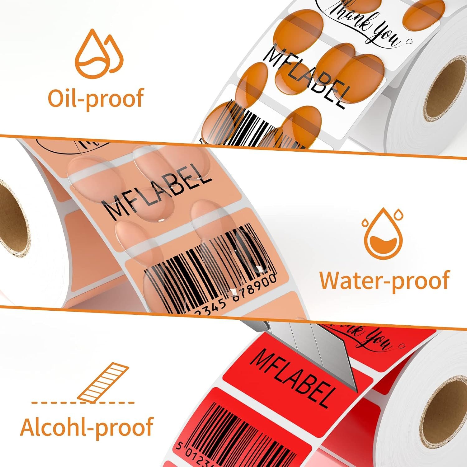 MFLABEL 12 Rolls of 1000 2-1/4 X 1-1/4 Inch Direct Thermal Perforated Shipping