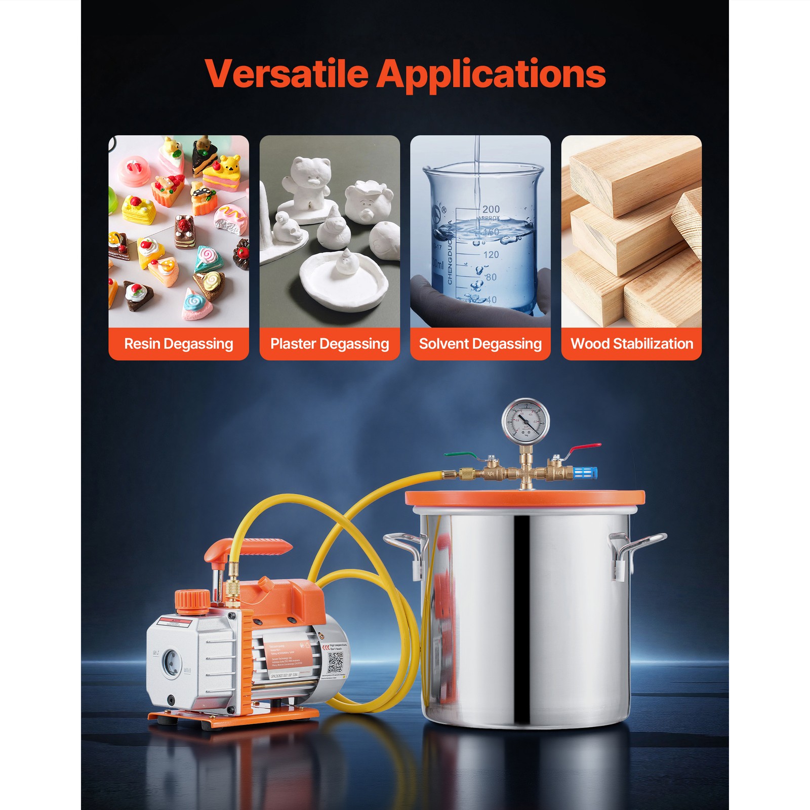 Uimoso 3 Gallon Vacuum Chamber with 3.5 CFM Single Stage Pump for Degassing