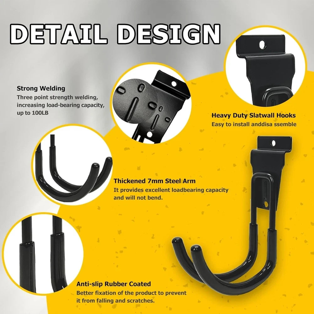 Slatwall Accessories 22 Pack Heavy Duty Steel Slatwall Hooks Garage Tool Hangers
