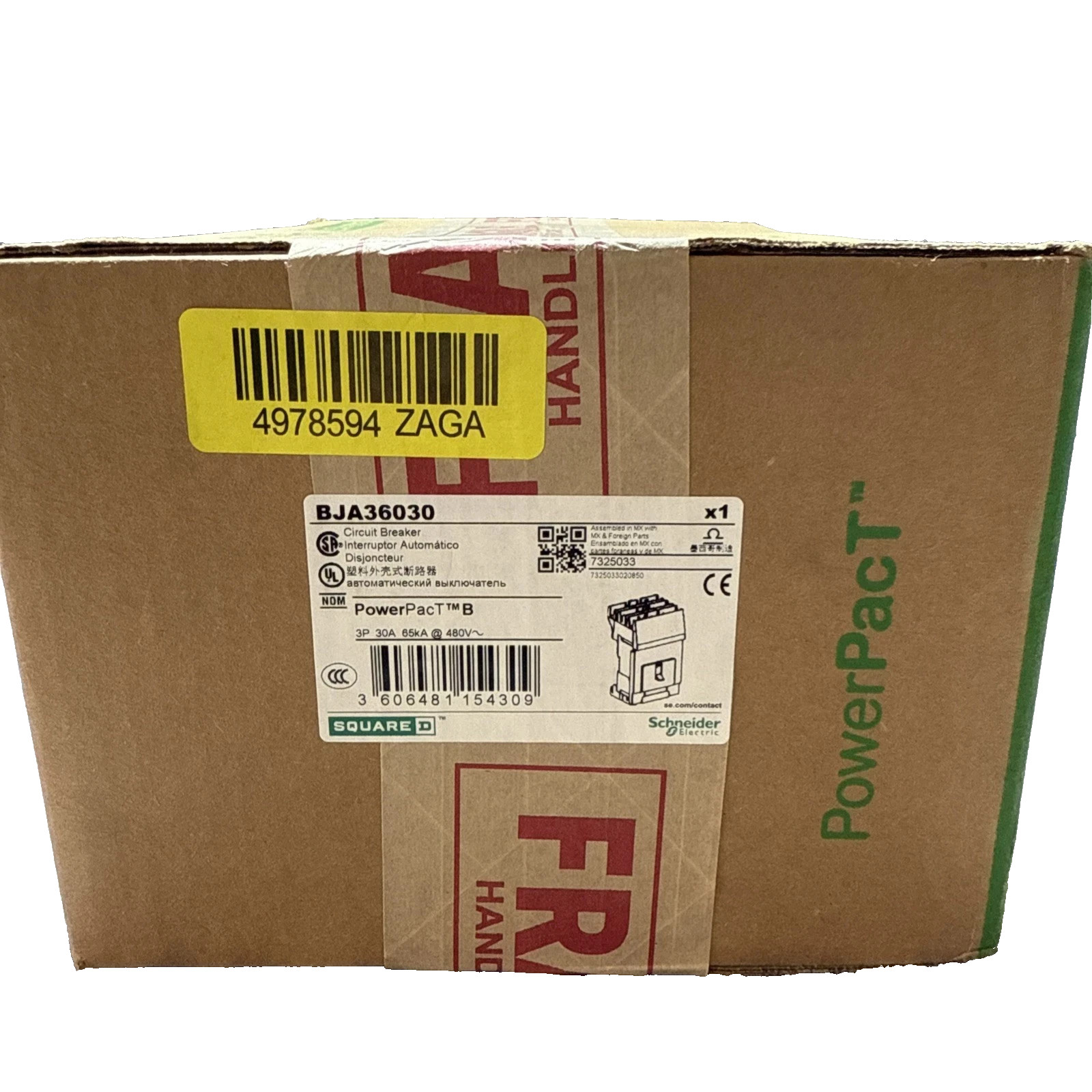 NEW SQUARE D BJA36030 30 AMP I-LINE CIRCUIT BREAKER 480 VAC 3 POLE