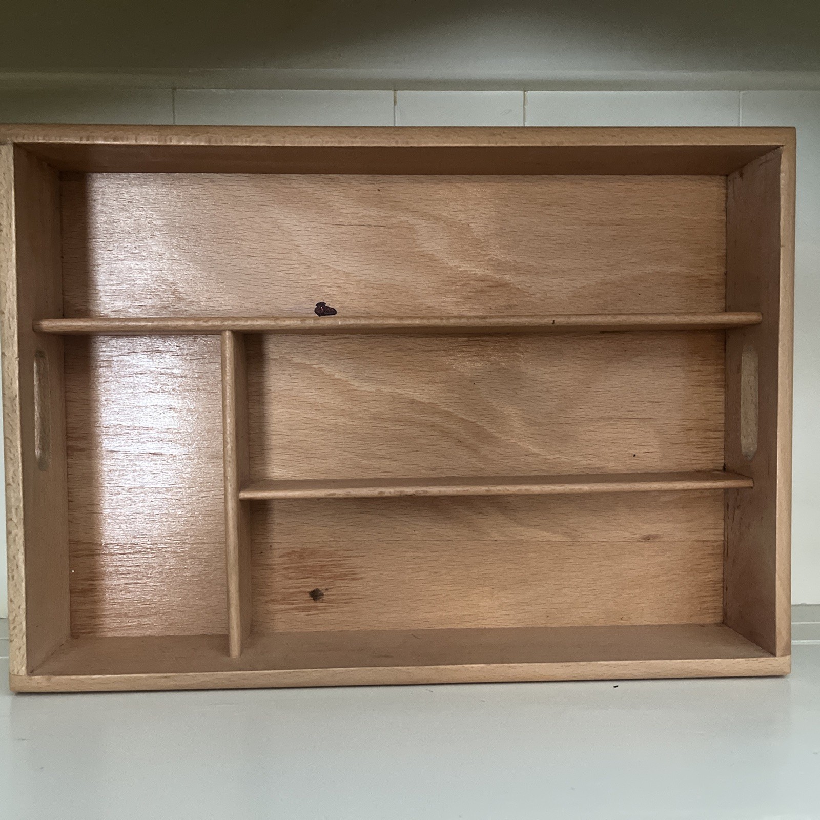Vintage Beech Wood Divided Drawer Organizer Tray Dovetail Made In Romania»
