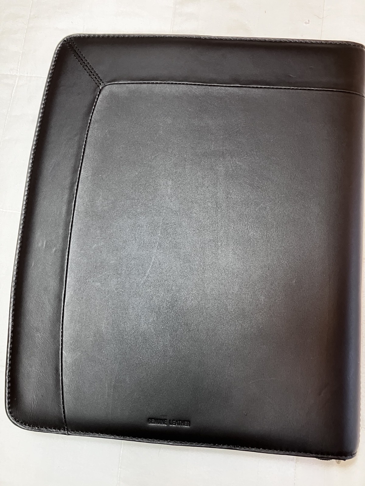 LEEDS Business portfolio notebook/organizer ZIPPERED /Genuine Leather (Time Sys)