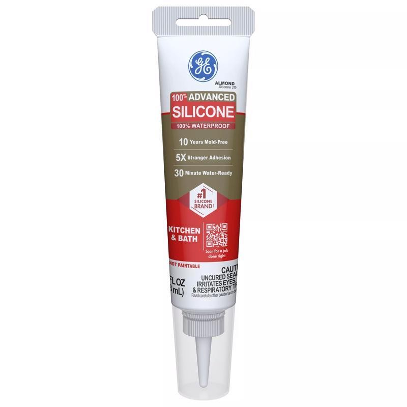 GE Advanced Almond Silicone 2 Kitchen and Bath Caulk Sealant 2.8 oz 2816708