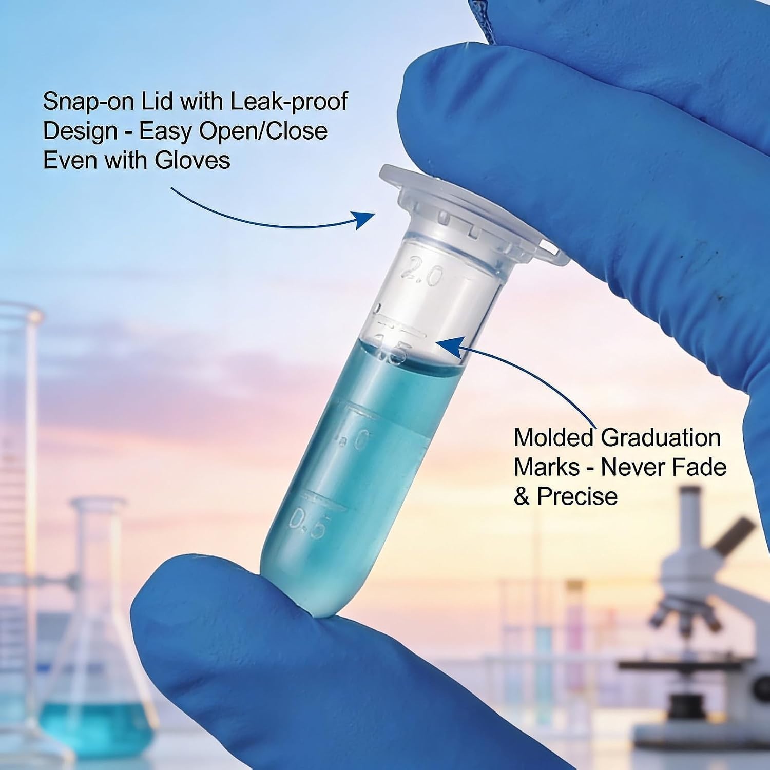 100pcs 2ml Shatterproof Plastic Vials with Leak-Proof Caps for Sample Storage