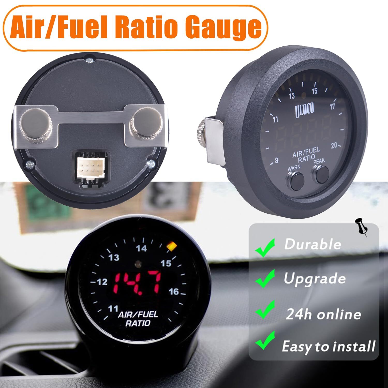 52mm air fuel ratio gauge kit LED Digital Display 12V Wideband O2 sensor kit