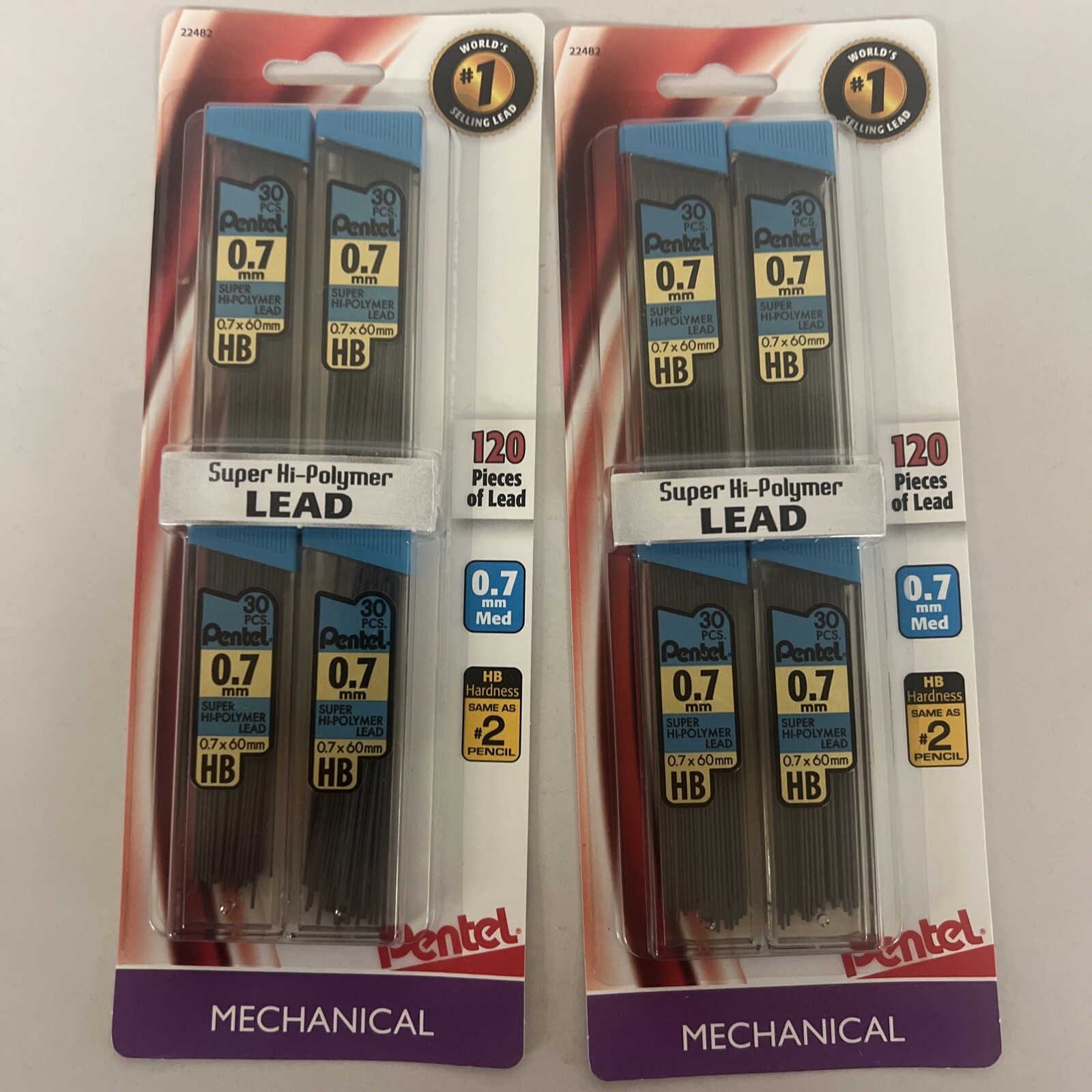 Two Pack!!! 120 Pc. Pentel Super Hi-Polymer Mechanical Pencil Lead 0.7mm Med